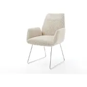 DELIFE Esszimmerstuhl Zoa-Flex Cord Beige Kufengestell Edelstahl Taschenfederkern