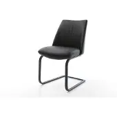 DELIFE Freischwinger Elso-Flex Echt-Leder Schwarz Freischwinger flach Schwarz Taschenfederkern