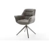 DELIFE Drehstuhl Kaira-Flex Bouclé Soft Schlamm Kreuzgestell breit Graphit 360° drehbar Wippfunktion