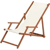 Erst-Holz Liegestuhl weiß Gartenliege klappbare Sonnenliege Deckchair Strandstuhl Holz Gartenmöbel 10-303