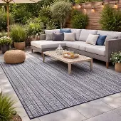 Steffensmeier In- und Outdoorteppich Jordis | Herringbone | Terasse | Blau | 80x150 cm