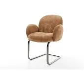 DELIFE Freischwinger Nube-Flex mit Armlehnen Chenille Rost Freischwinger flach Graphit Taschenfederkern
