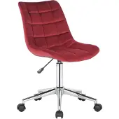 CLP Bürostuhl Medford Samt I Drehstuhl Für Home-Office I Schreibtischstuhl Höhenverstellbar Mit Drehfunktion, Metallgestell Und Rollen, Farbe: rot