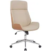 CLP Bürostuhl ergonomisch mit Armlehne Varel, Schreibtischstuhl mit modern drehbar und höhenverstellbar Gestell, Rückenlehne kippbar, Farbe: natur/creme