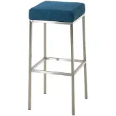 CLP Barhocker Montreal I Gepolsterter Barstuhl mit Stoffbezug I Tresenhocker mit Metallgestell, Farbe: blau, Gestellfarbe: edelstahl