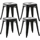 CLP 4er Set Sitzhocker Armin Aus Metall I Stapelbarer Hocker I Sitzhöhe Von 46 cm I Pflegeleichter Arbeitshocker, Farbe: schwarz