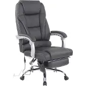 CLP Bürostuhl ergonomisch Pacific mit Echtleder-Akzenten und Massagefunktion, höhenverstellbarer Drehstuhl mit Armlehnen, 150kg belastbar, Farbe: schwarz