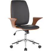 CLP Bürostuhl Burbank I Höhenverstellbarer Drehstuhl, Farbe: walnuss/schwarz, Material: Kunstleder