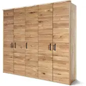 MASSIVMOEBEL24.DE MASSIVMOEBEL24 Kleiderschrank 5-türig Wildeiche 242x60x219 natur geölt HALMSTAD #100