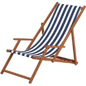 Erst-Holz Gartenliege blau-weiß Liegestuhl Sonnenliege Strandstuhl Deckchair Buche dunkel klappbar 10-317