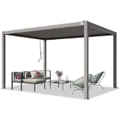 TOOLPORT PRIMEYARD Pergola 3x4 m Aluminium-Pfosten mit Lamellendach aus Stahl graue Terrassenüberdachung
