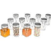 MamboCat 12x Vorratsgläser TAKEO 90ml Retro-Motive rund eckig Aufbewahrungs-Dose Behälter