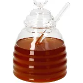 MamboCat 3tlg Set Honig 400ml Bienchen-Deckel Honiglöffel Glasbehälter Rührstab Aufbewahrung Geschenkidee