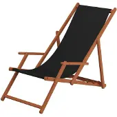 Erst-Holz Liegestuhl schwarz Sonnenliege Kissen Gartenliege Holz Deckchair Strandstuhl Gartenmöbel 10-305KD