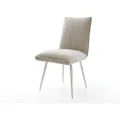 DELIFE Esszimmerstuhl Lelio-Flex Webstoff Soft Beige 4-Fuß konisch Edelstahl Taschenfederkern
