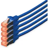 Digitus CAT 6 S/FTP Patchkabel, 10 m, Blau, 5 Stück, 10 m, Cat6, S/FTP (S-STP), RJ-45, RJ-45, Blau