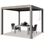 TOOLPORT PRIMEYARD Pergola 3x3 m Aluminium Pfosten mit Lamellendach aus Aluminium graue Terrassenüberdachung