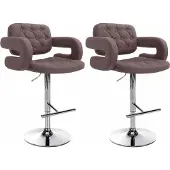 CLP 2er Set Barhocker Dublin Mit Stoff-Bezug I Höhenverstellbar, Farbe: braun