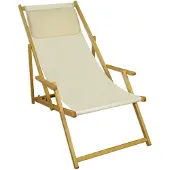 Erst-Holz Deckchair weiß Liegestuhl Kissen klappbare Sonnenliege Gartenliege Holz Gartenmöbel 10-303NKH