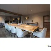 SLV Glas Hängelampe Pantilo Convex, dimmbar, chrom / silber, für Wohn- / Esszimmer, Metall, Modern, Pendelleuchte