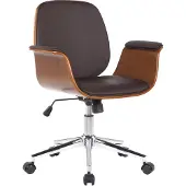 CLP Bürostuhl Kemberg Kunstleder I Chefsessel Mit Lehne I Höhenverstellbarer Schreibtischstuhl Mit Chromgestell, Farbe: walnuss/braun