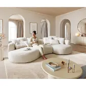 DELIFE Big-Sofa Edina 330x170 cm Teddystoff Beige