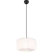 TRIO Leuchten - Japandi Japandi Hängelampe I Pendellampe I Pendelleuchte Schwarz mit Weiß 40cm - Madleine I Wohnzimmer I Schlafzimmer - Textil Rund - LED geeignet E27