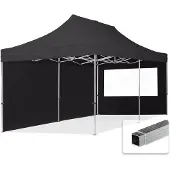 TOOLPORT 3x6m Aluminium Faltpavillon, inkl. 2 Seitenteile, schwarz