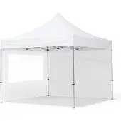 TOOLPORT 3x3m Aluminium Faltpavillon, inkl. 2 Seitenteile, weiß