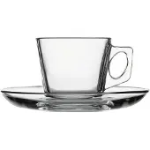 Pasabahce 12x Espressotasse mit Untertasse Glas Vela 80 ml