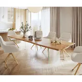 DELIFE Esstisch Edge 300x100 Akazie Natur Glas Live-Edge