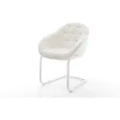 DELIFE Freischwinger Gaio-Flex Bouclé Soft Beige Freischwinger flach Weiß