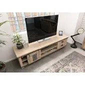 MASSIVMOEBEL24.DE TV-Board Mango 200x55x50 whitewash lackiert RAILWAY #336