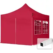 TOOLPORT 3x3m Stahl Faltpavillon, inkl. 4 Seitenteile, rot