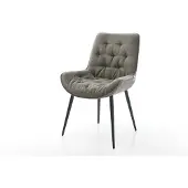 DELIFE Esszimmerstuhl Taimi-Flex Bouclé Soft Schlamm 4-Fuß konisch Schwarz