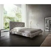 DELIFE Polsterbettgestell Nayara 180x200 cm Bouclé Silbergrau