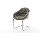 DELIFE Freischwinger Gaio-Flex Bouclé Soft Schlamm Freischwinger flach Edelstahl