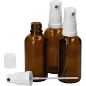 MamboCat 3er Set Apothekerglasflasche 50ml Sprühkopf-Aufsatz lichtgeschützte Aufbewahrung Sprühflaschen