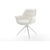 DELIFE Esszimmerstuhl Kaira-Flex Bouclé Soft Beige Kreuzgestell konisch Edelstahl