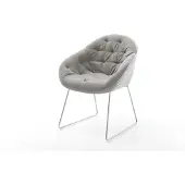DELIFE Esszimmerstuhl Gaio-Flex Strukturstoff Soft Grau Kufengestell Edelstahl