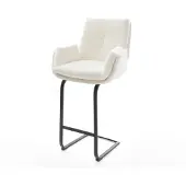 DELIFE Barstuhl Clea-Flex Bouclé Soft Beige Freischwinger Flach Metall Schwarz