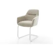 DELIFE Freischwinger Pejo-Flex Webstoff Soft Beige Freischwinger flach Weiß Taschenfederkern