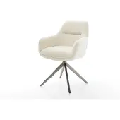 DELIFE Drehstuhl Pejo-Flex Teddystoff Beige Kreuzgestell breit Graphit 360° drehbar Wippfunktion Taschenfederkern