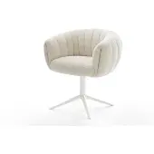 DELIFE Drehstuhl Jada-Flex Teddystoff Beige Fußkreuz Weiß 360° drehbar Wippfunktion Taschenfederkern