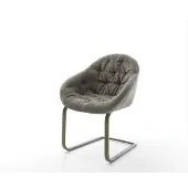DELIFE Freischwinger Gaio-Flex Bouclé Soft Schlamm Freischwinger flach Effektfinish Titan