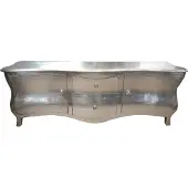 Casa Padrino Barock Kommode Fernsehschrank Sideboard Silber 170 x 60 x 50 cm - Handgefertigtes Massivholz Unikat