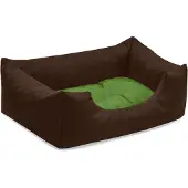 BedDog Hundebett MIMI, Hundesofa,Hundekissen,(S) ca. 55x40x17cm,GREEN-FIELD (braun/grün)