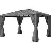 TOOLPORT PRIMEYARD Gartenpavillon 3x4 m Alu-Rahmen und Polycarbonat-Dach mit Seitenteilen in Grau