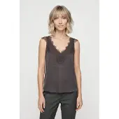 Smith & Soul Spitzentop , Damen, Gr. M, braun (schwarz choc), Web, Obermaterial: 100% Lyocell, unifarben, hüftlang, V-Ausschnitt, Tops Spitzentop, mit V-Ausschnitt