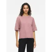 Vila Kurzarmpullover "VINIKOLINA O-NECK 2/4 KNIT TOP - NOOS" Materialmix, normal geschnitten